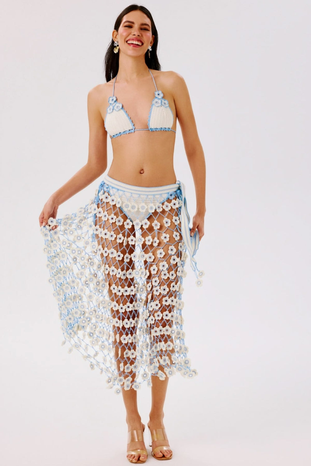 Fleur Hand-Crocheted Convertible Maxi Skirt/Dress - BABY BLUE