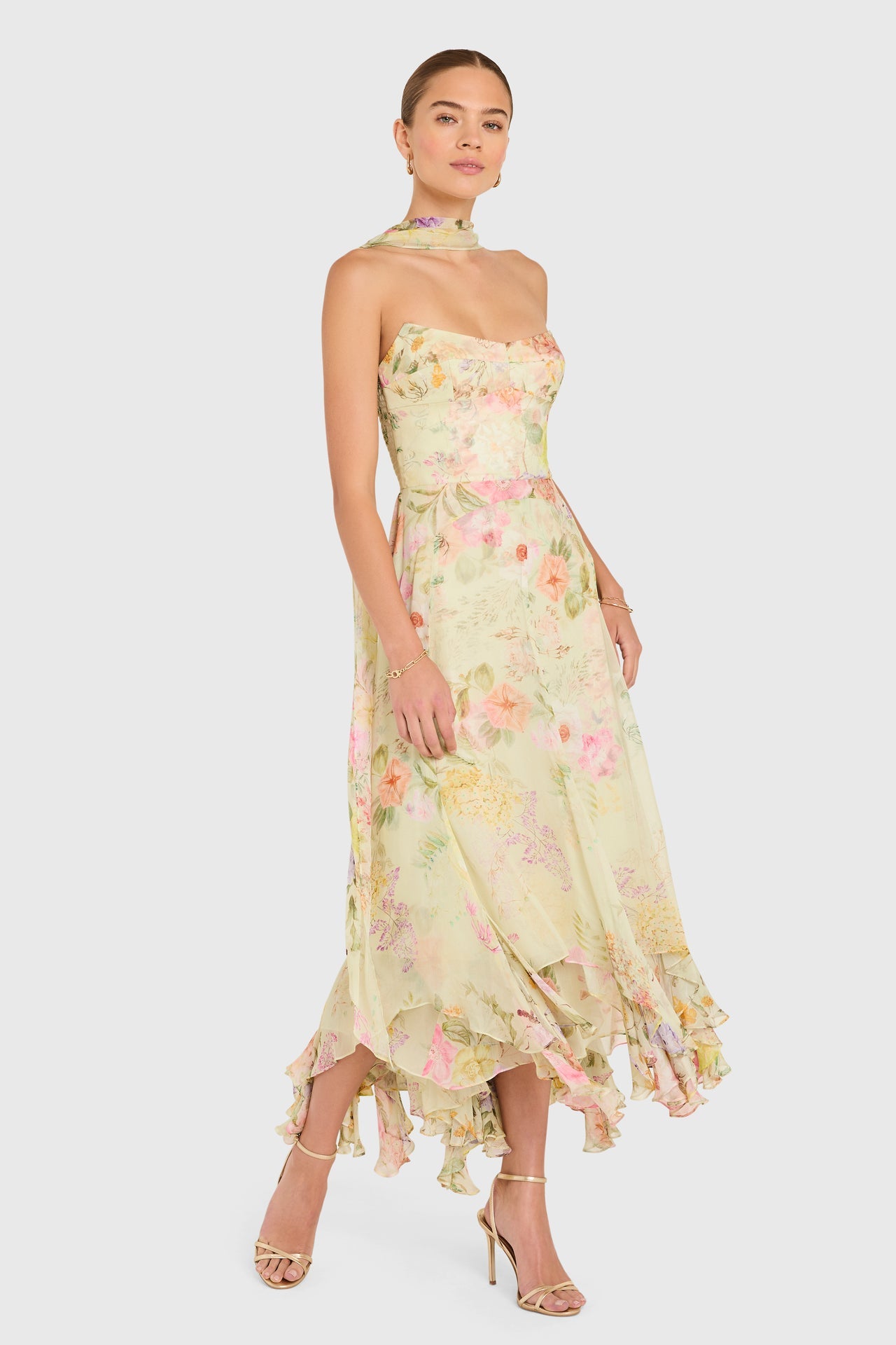 Monterey Dress With Scarf - Endive Multi
