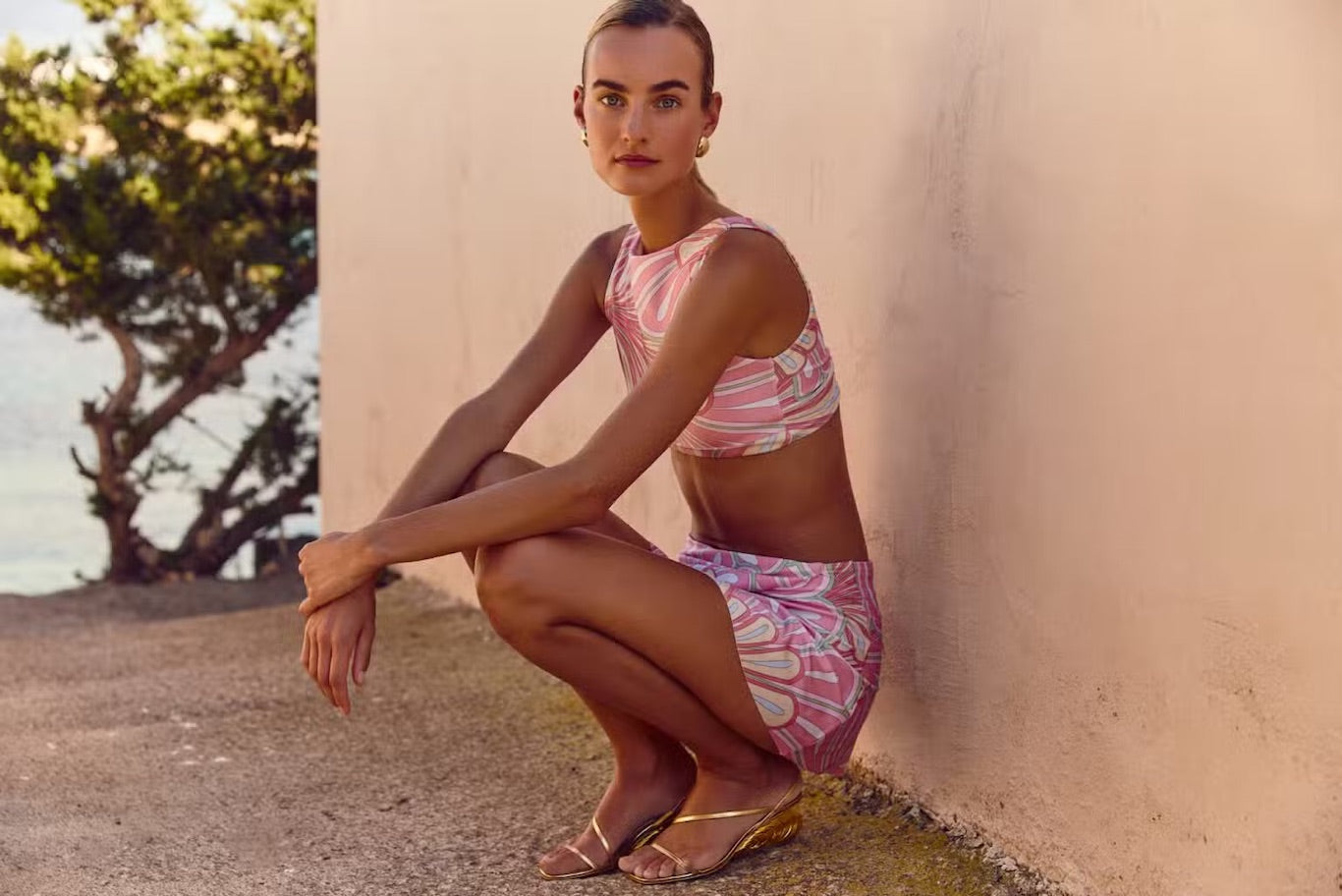 Dixie Mini Skirt - Pink Flower Print