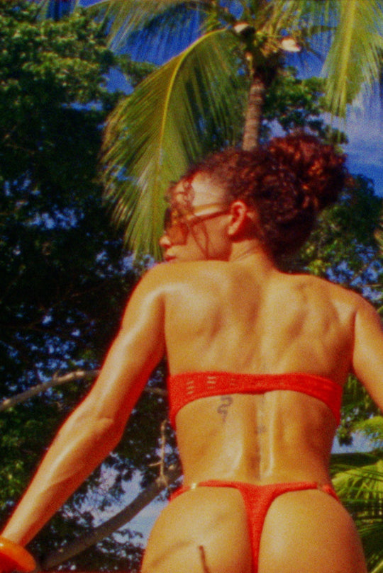 Cool Girl Bikini | Indah Paz Hand Crochet Bikini Bottom - Flame Super Stretchy Crochet Thong with Gold Rings | In Stock Sunset Park Resort