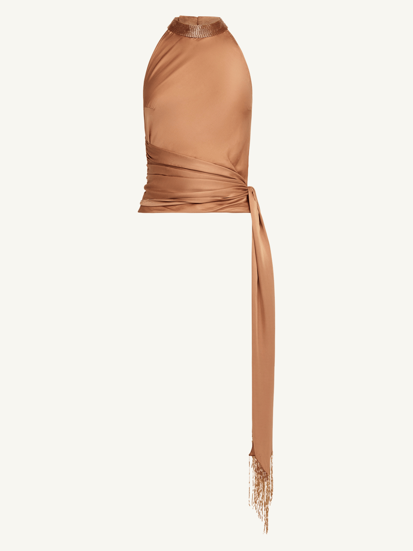 STELLA HAND BEADED TOP- ALMOND