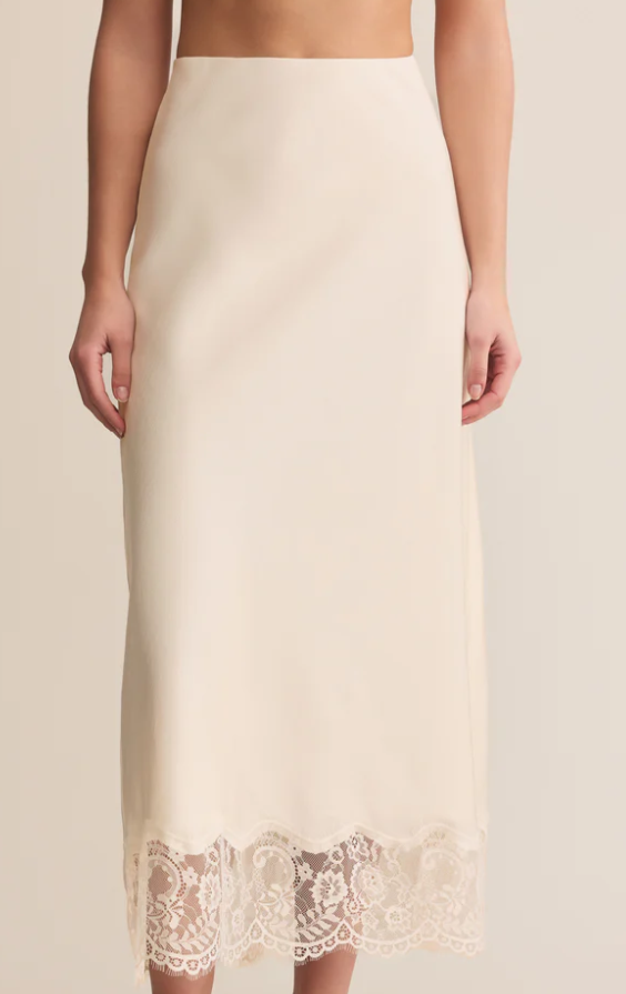 Cinder Lace Midi Skirt - Cloud