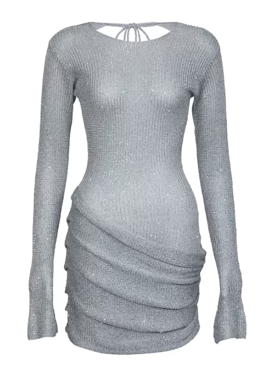 JONES DRESS - SILVER GLITTER