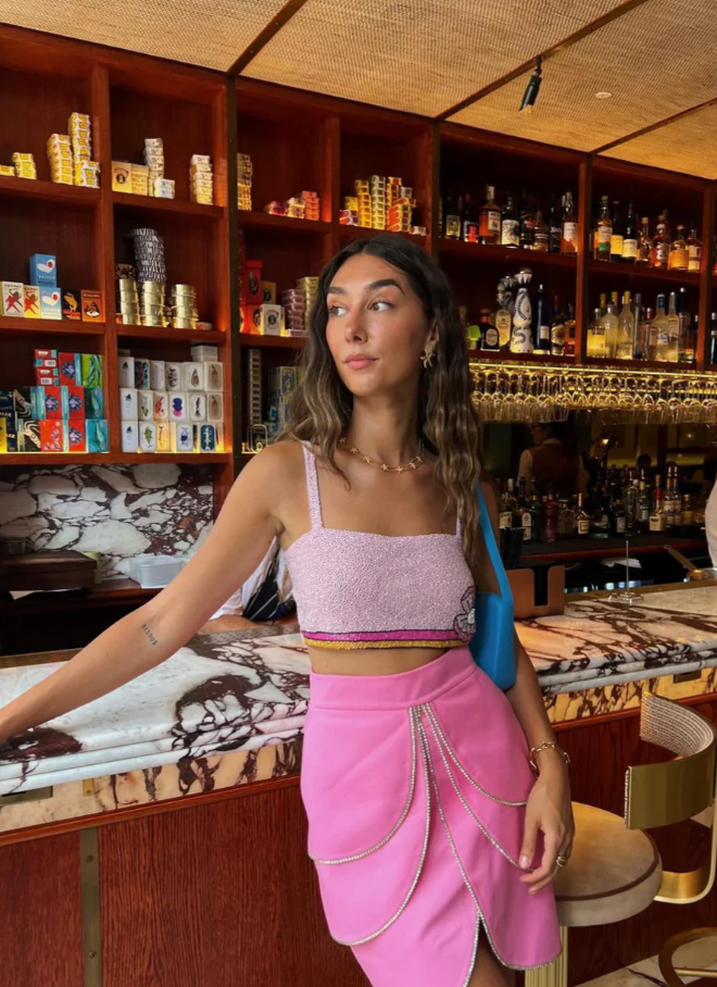 Monty Hand Beaded Top - Pink