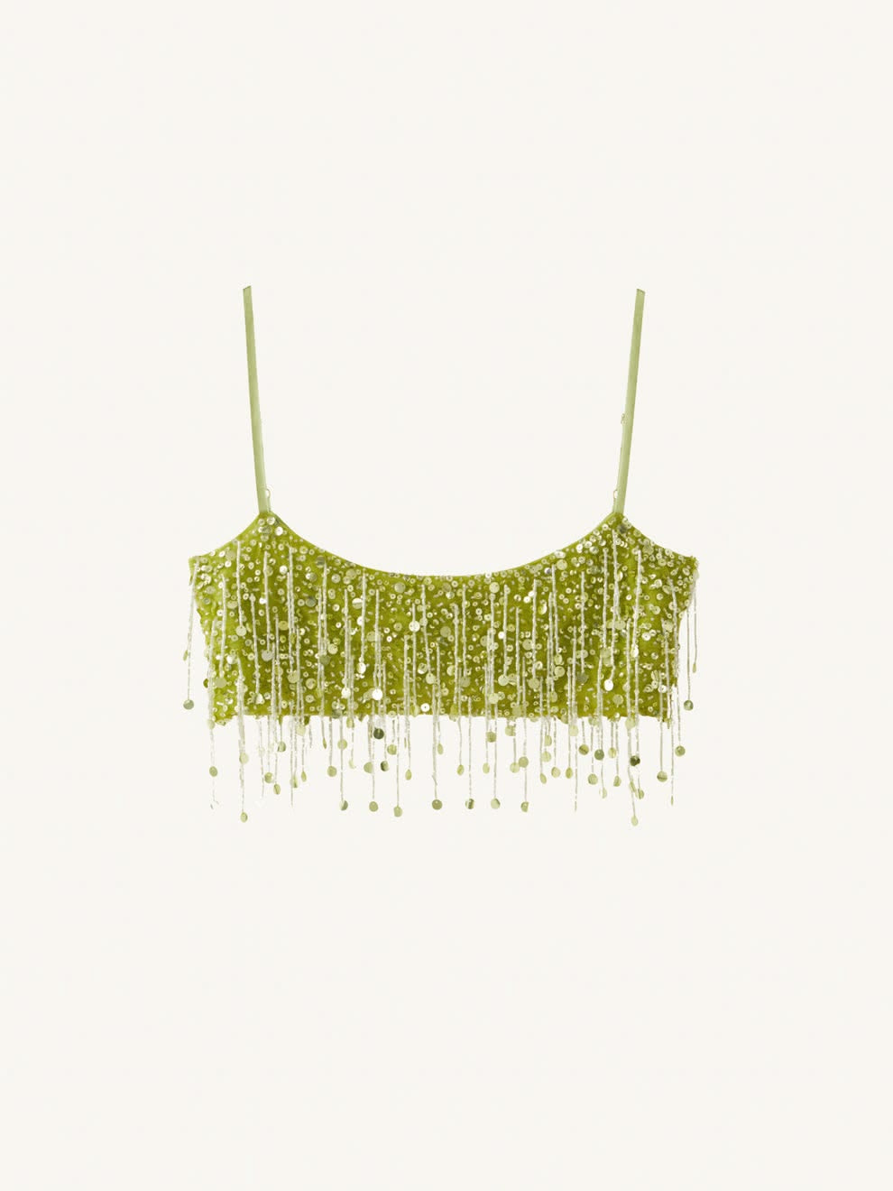 YASMIN HAND BEADED BRALETTE- CHARTREUSE