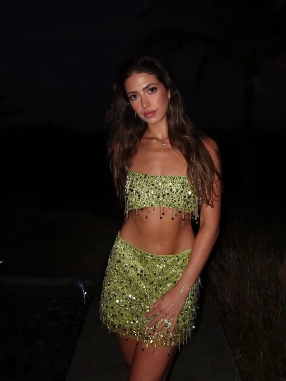 Yasmin Hand Beaded Bralette - Chartreuse