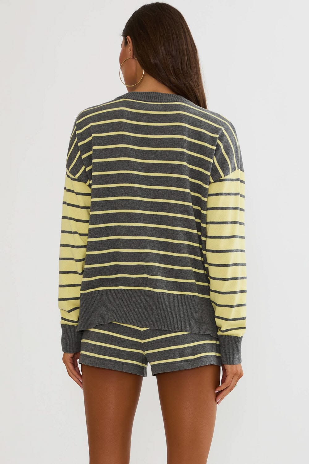 balboa short - butter gray stripe