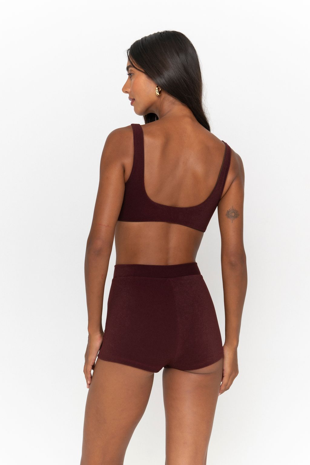 Valley High Waisted Micro Shorts - Merlot Terry