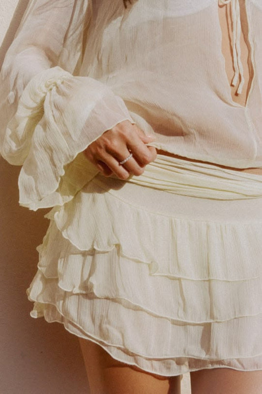 Star Mini Skirt - pale yellow