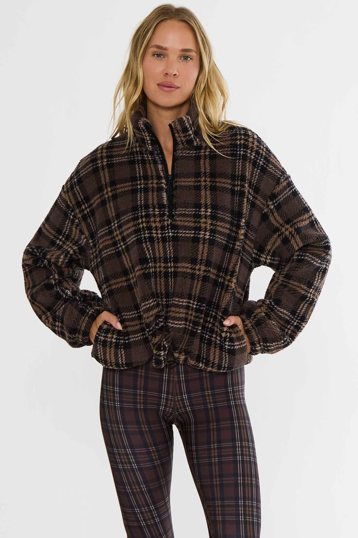 leona sherpa - chocolate bar plaid