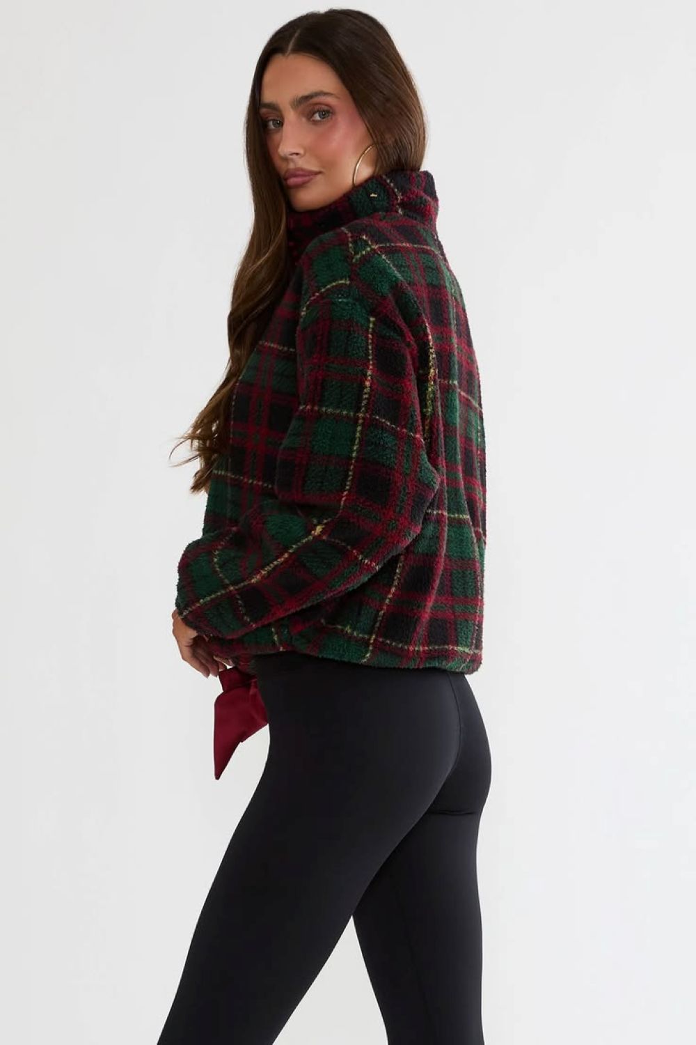 leona sherpa top - pine hollow plaid
