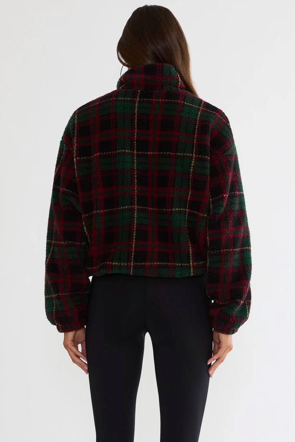 leona sherpa top - pine hollow plaid