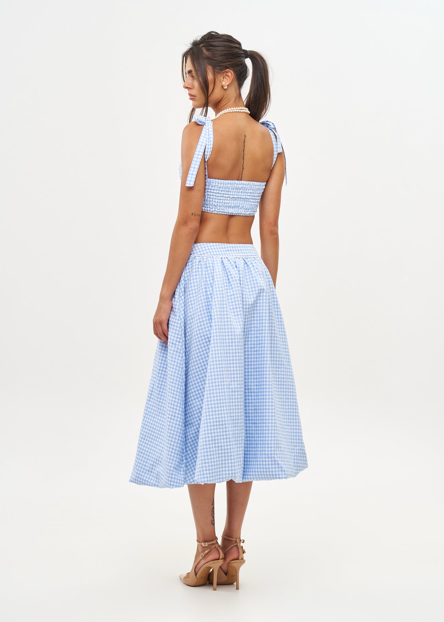 Alba Skirt - Light Blue Gingham
