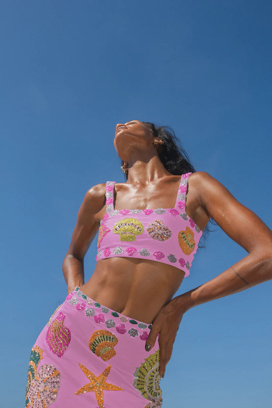 New York Embellished Top - Pink