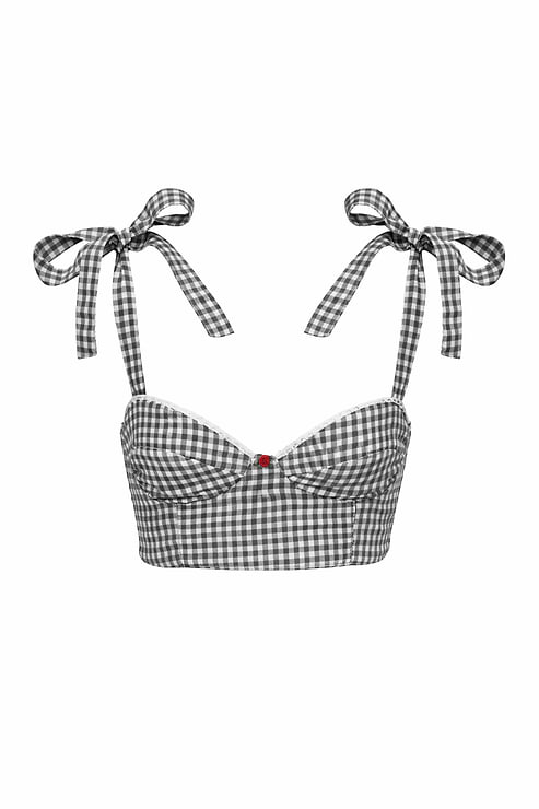 Alba Top - Black & White Gingham