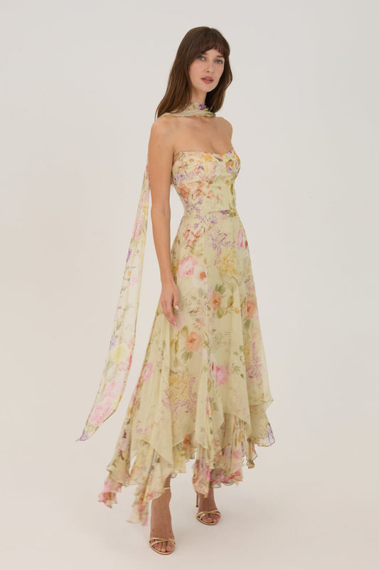 Monterey Dress With Scarf - Endive Multi