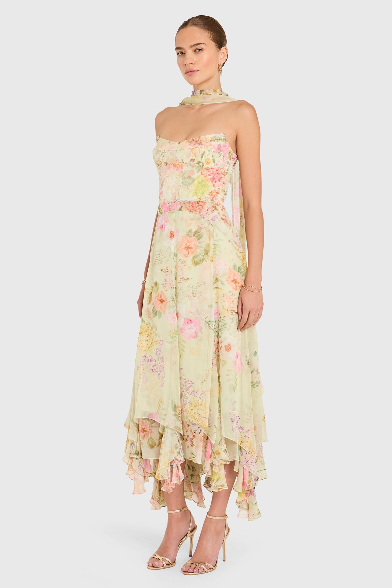 Monterey Dress With Scarf - Endive Multi