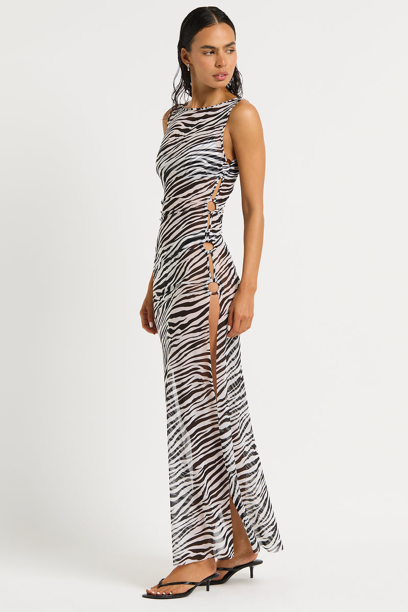 karma maxi dress - coconut zebra