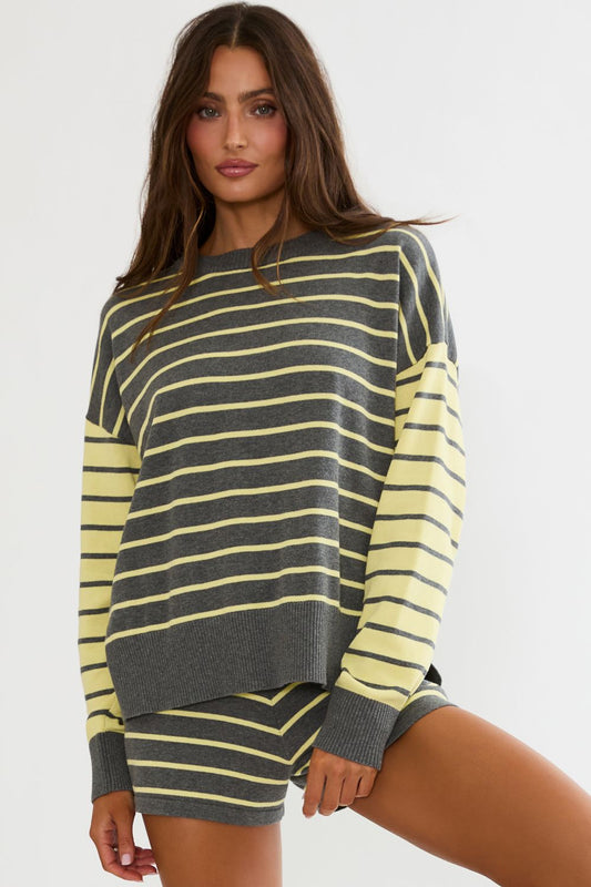 callie sweater - butter gray stripe