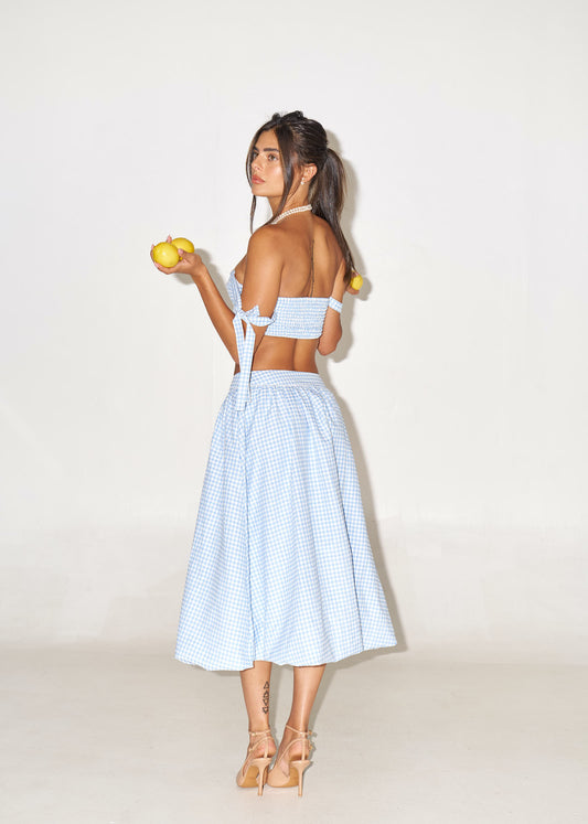 Alba Skirt - Light Blue Gingham