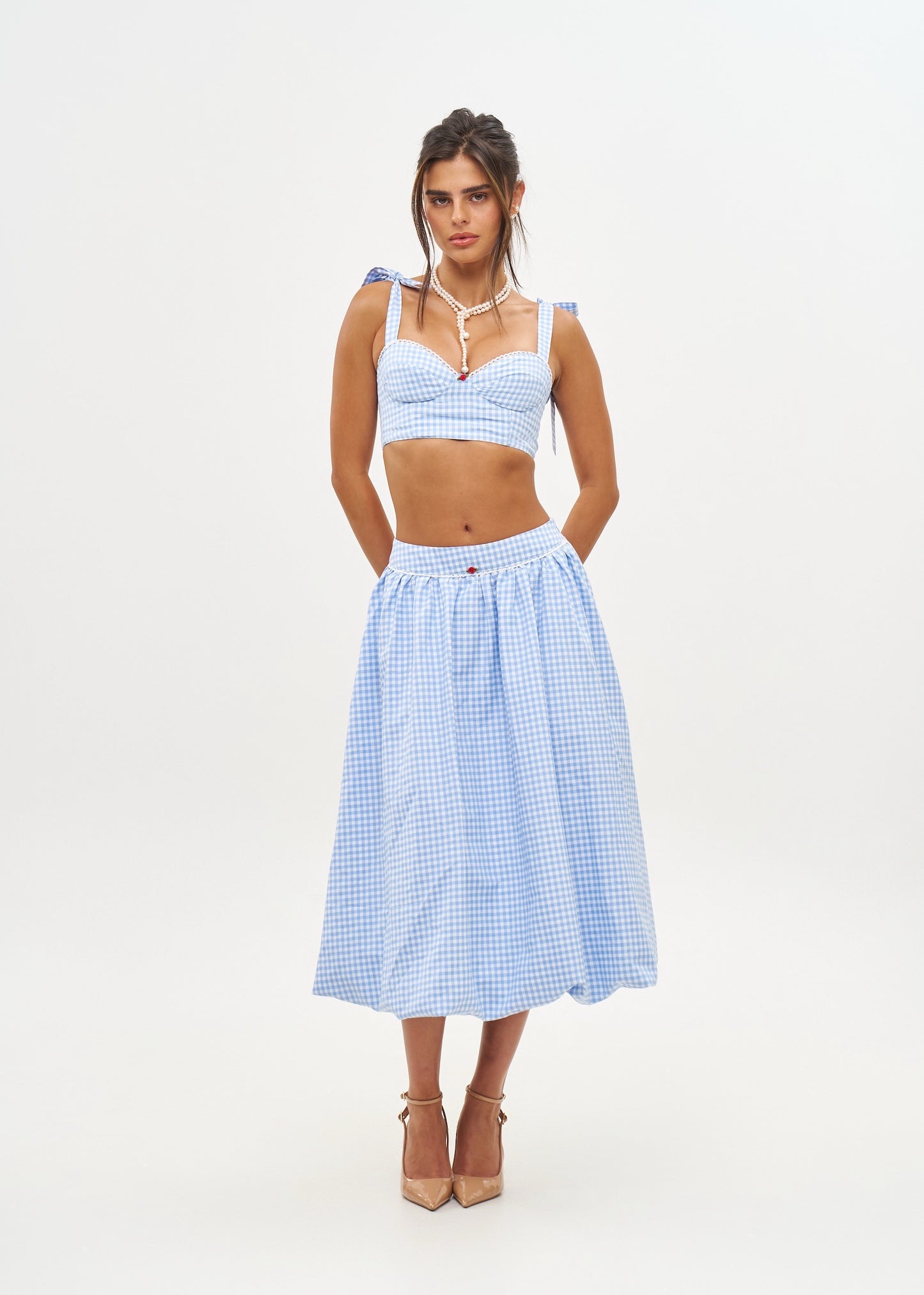 Alba Skirt - Light Blue Gingham