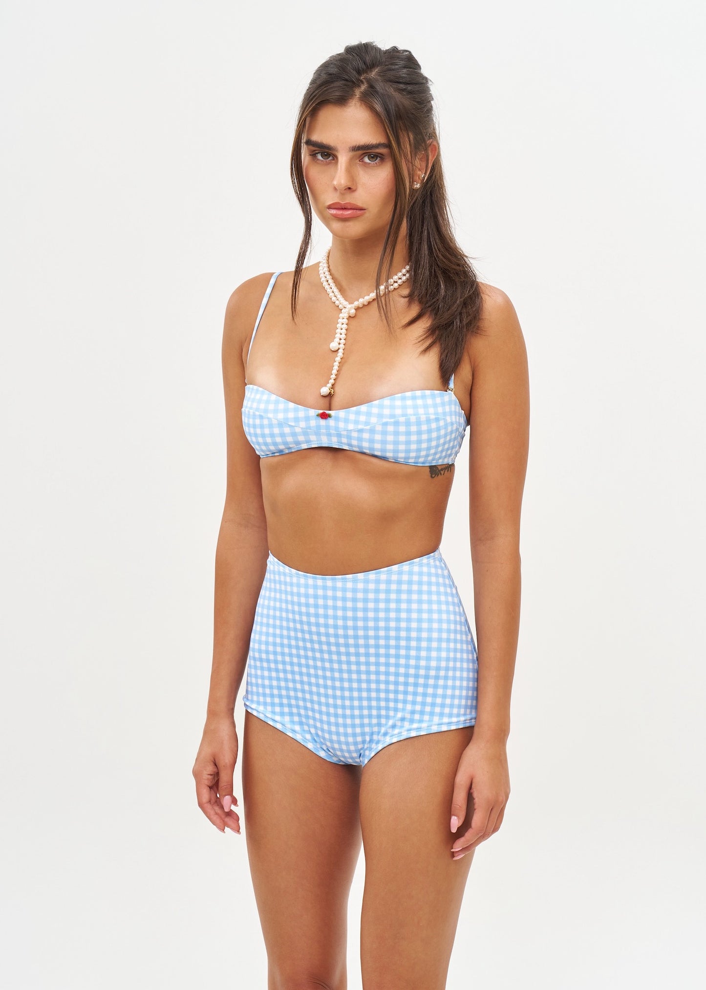 Don High Rise Bottom - Light Blue Gingham