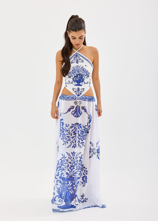 RILEY MAXI DRESS - BLUE MATERA