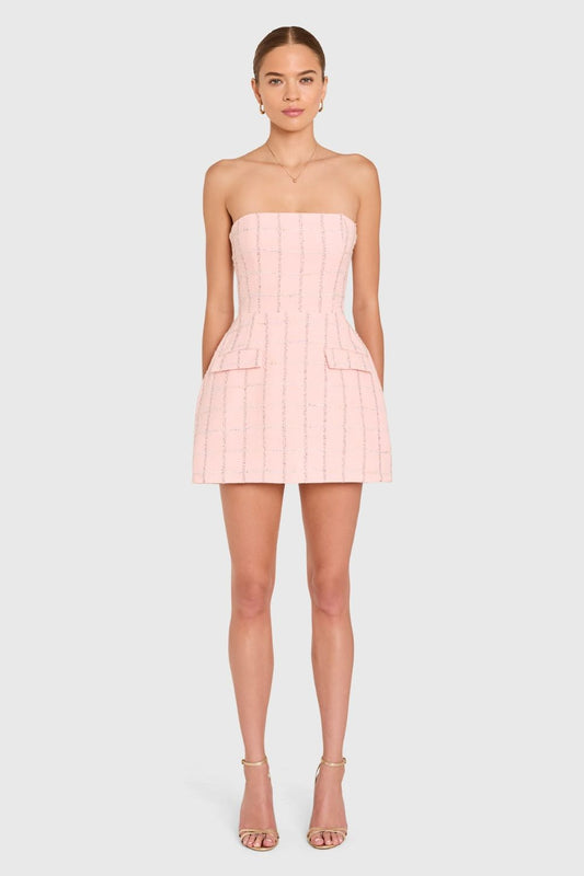 Strapless Bethany Romper in Charlotte Tweed-Mochi