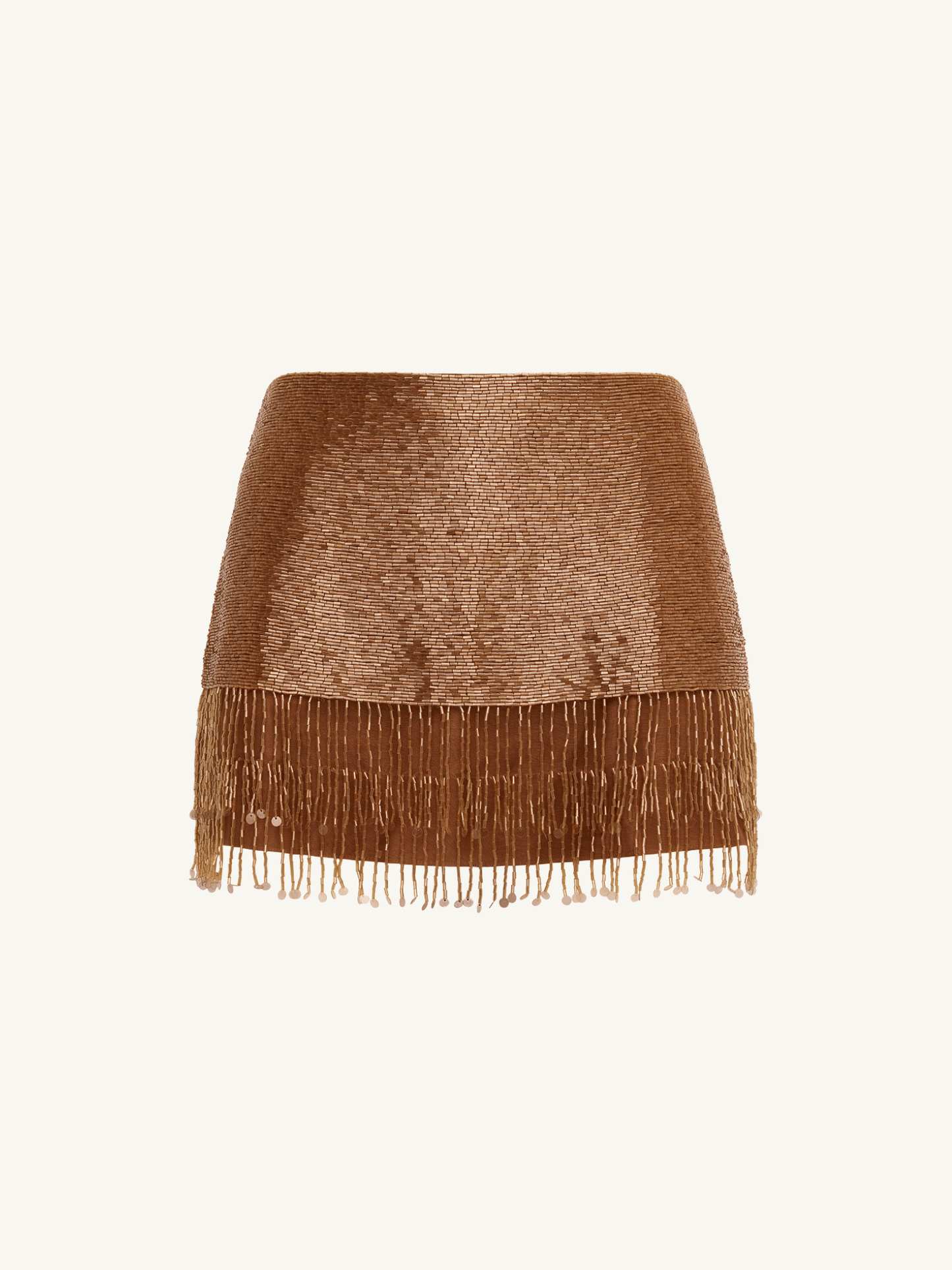 ESTELLA HAND BEADED MINI SKIRT- ALMOND