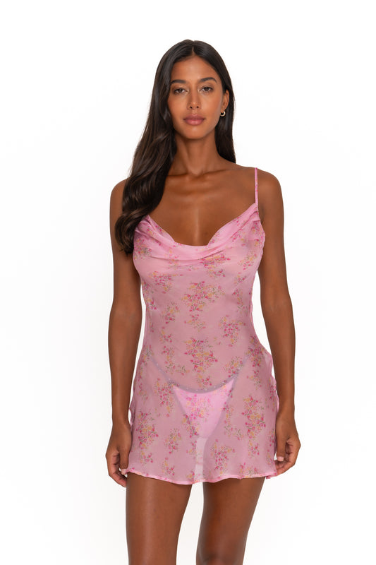 LILA SILK DRESS - PEONY