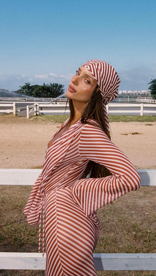 HEAD SCARF - RUSSET STRIPS