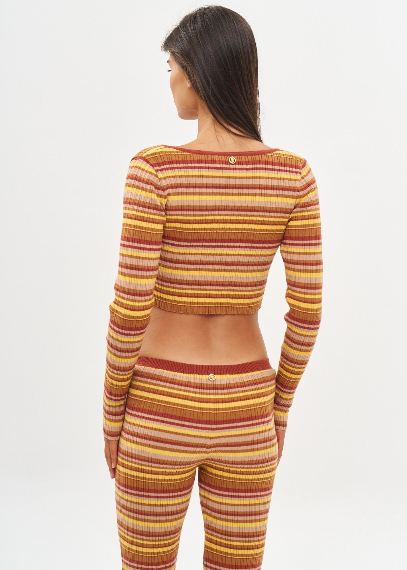 ANN CARDIGAN - TOFFEE RIB STRIPES