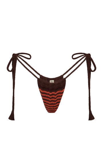 Indah Shelly Bikini Bottom | Skimpy and Stretchy Tie Side in Sienna Mix | Retro 70's Stripe | Fast Shipping | Sunset Park Resort