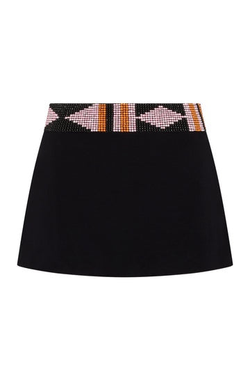Soho Skirt - Black w/ Hand Beaded Belt