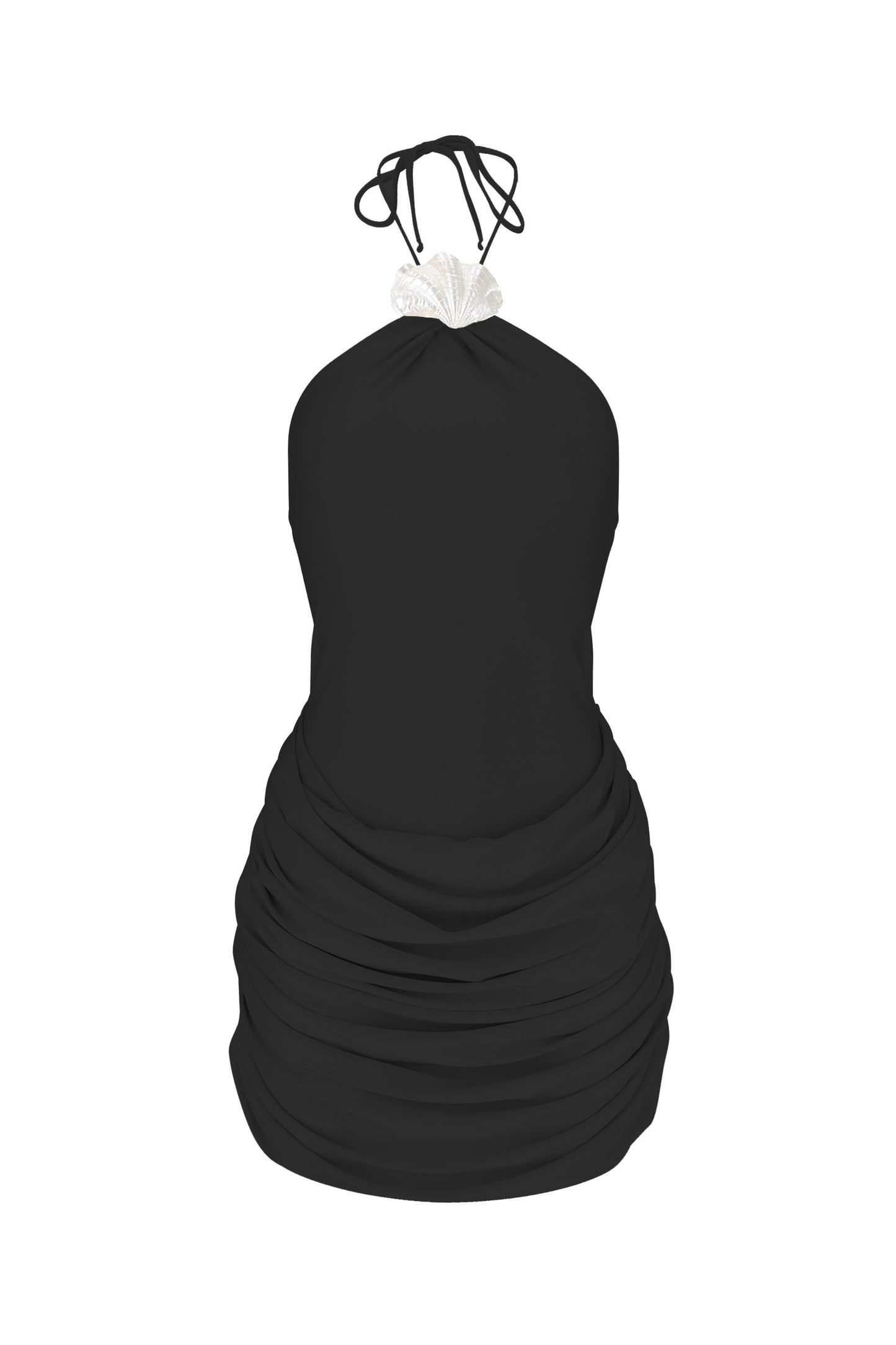 Shani Shemer | Julian Mini Dress - Black with built in skort and large freshwater shell detail | Sunset Park Resort