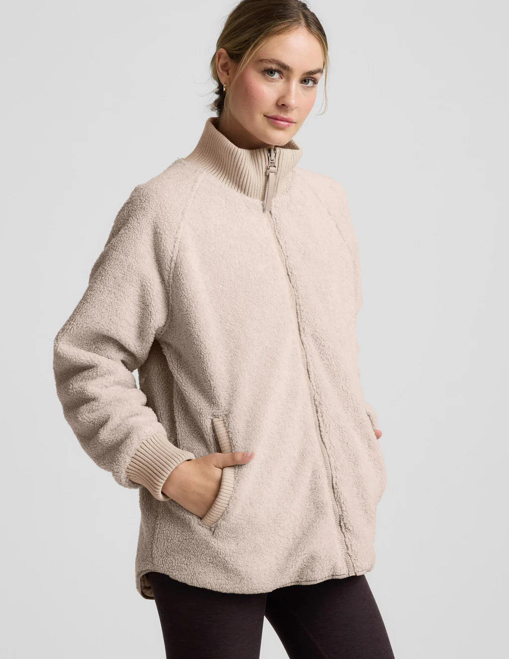 2-way quilted jacket - Oat Latte