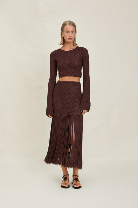 Enda Knitted Skirt - Mahogany
