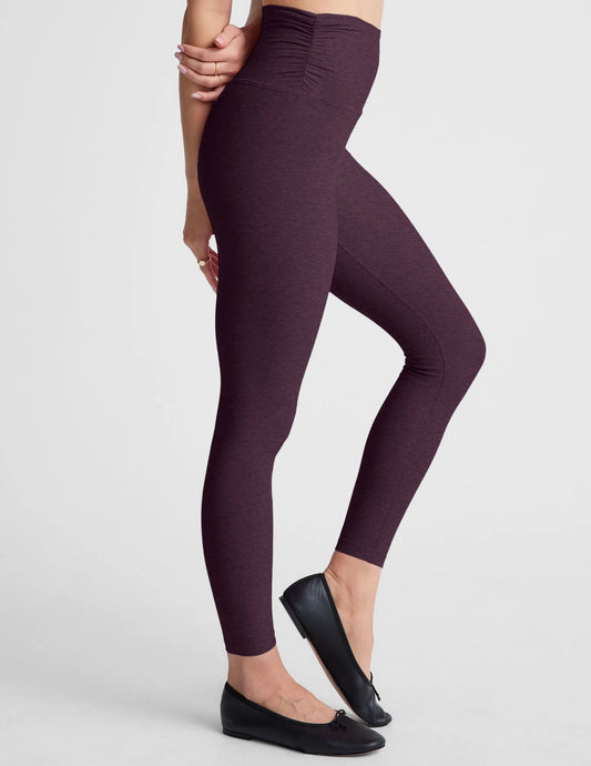 Spacedye Raise the Barre Shirred Legging - Eggplant Purple