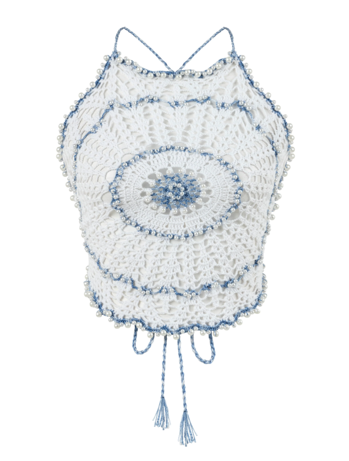 Mans Hand Crochet Pearl Top