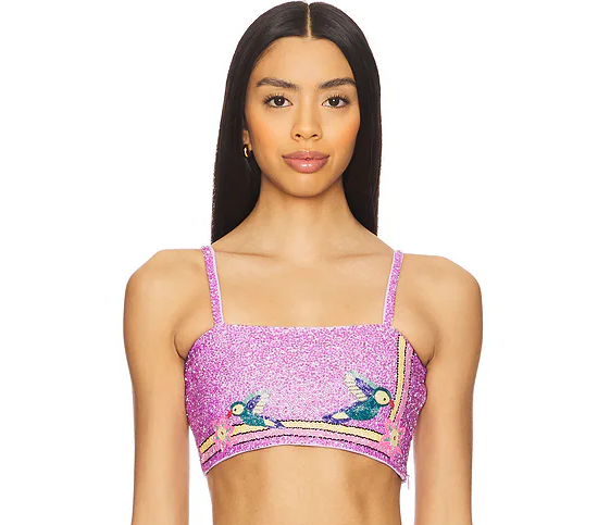 Della Beaded Powermesh Top