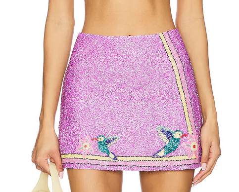 Della Beaded Powermesh Mini Skirt