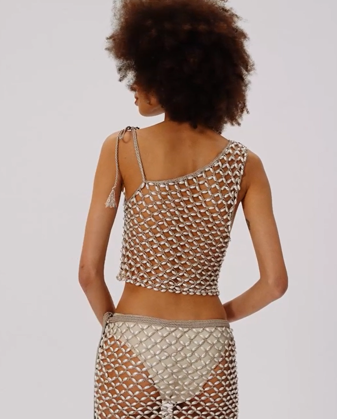 Serene Hand Crochet One Shoulder Top