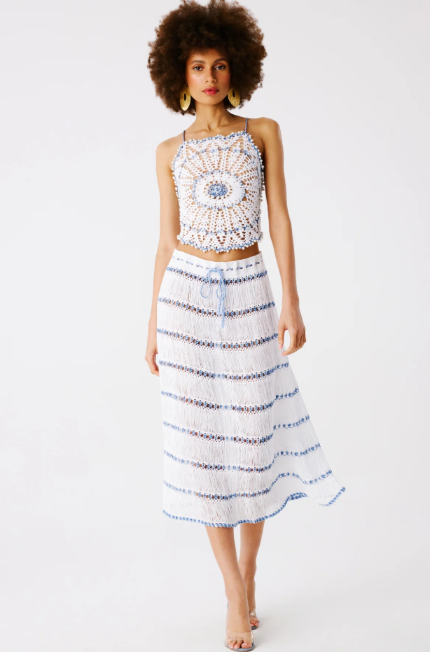 Elsa Hand Crochet Midi Skirt