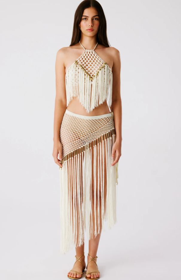 Aria Hand Crochet Fringe Skirt