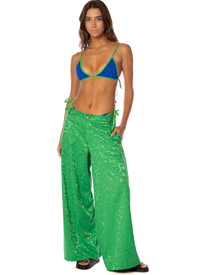 EMERALD BROCADE KIMCHI PANTS