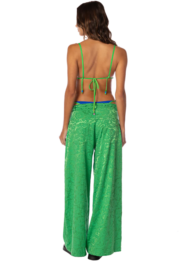 EMERALD BROCADE KIMCHI PANTS