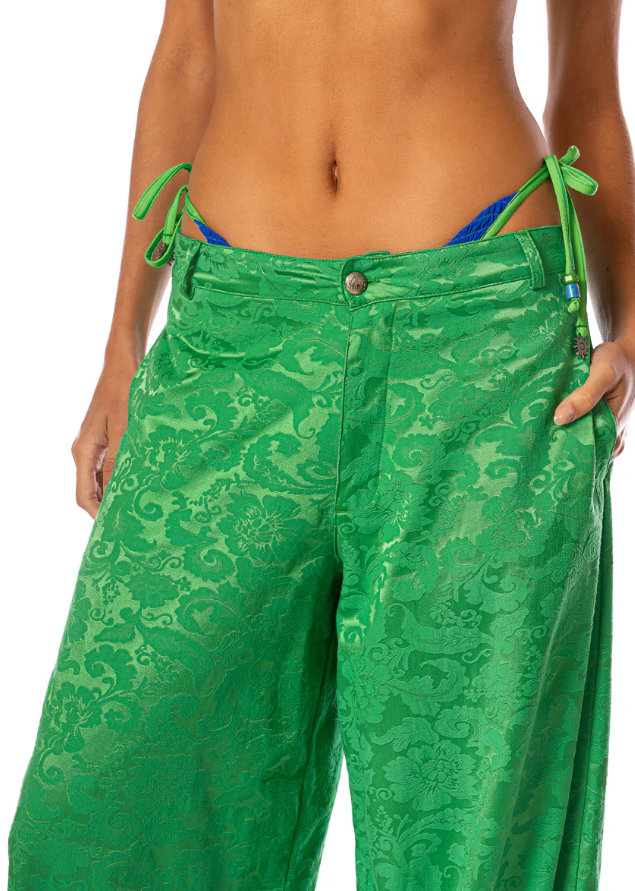 EMERALD BROCADE KIMCHI PANTS