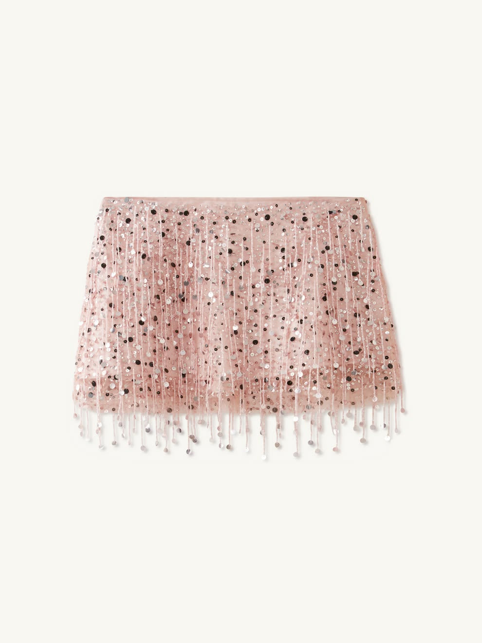 YASMIN HAND BEADED MINI SKIRT-  BLUSH PINK