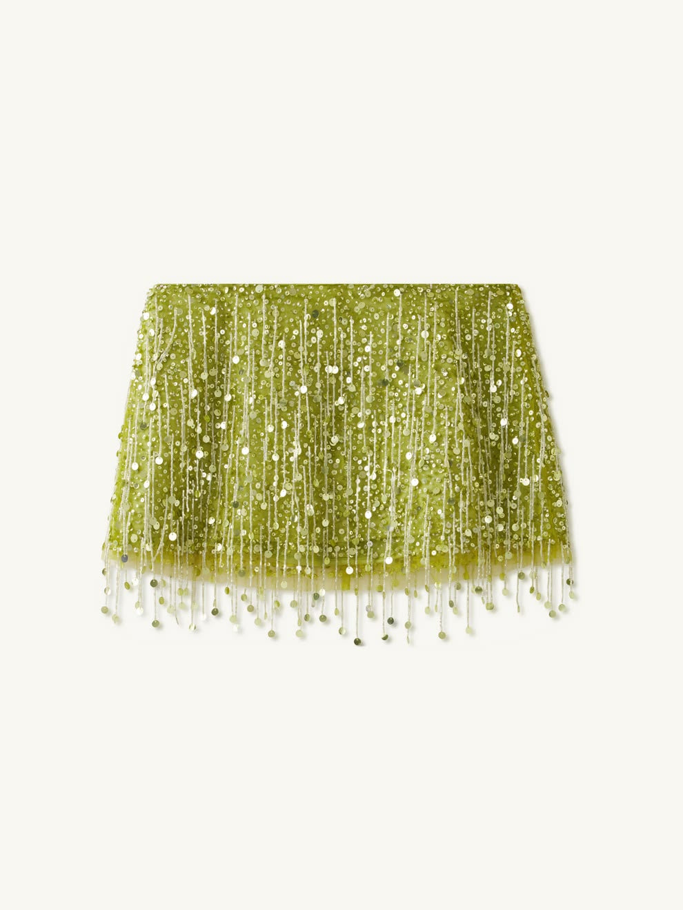 YASMIN HAND BEADED MINI SKIRT- CHARTREUSE