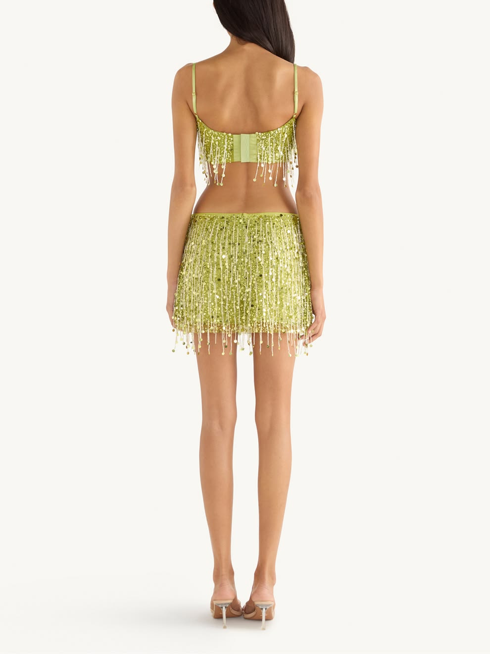 YASMIN HAND BEADED BRALETTE- CHARTREUSE
